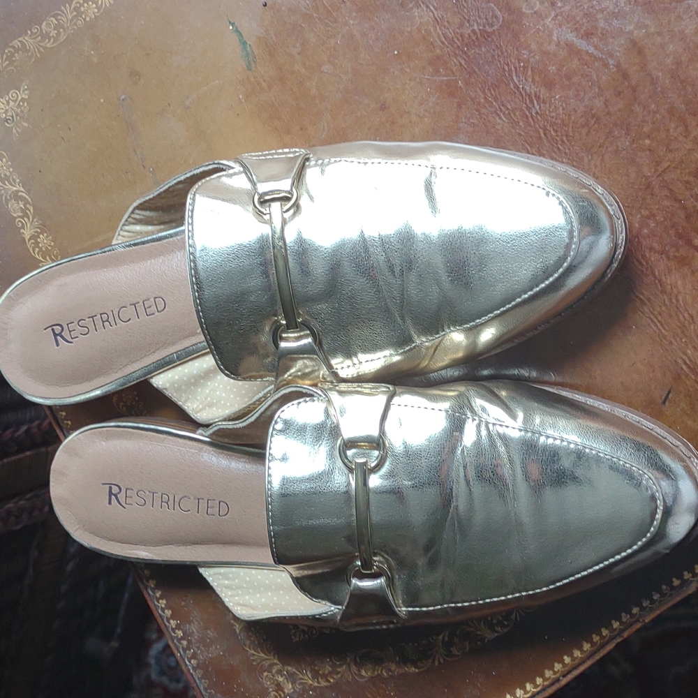 Restricted Ladies Gold Metallic Mules